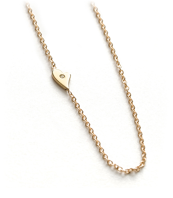14k Gold Diamond Accent Heart Charm Necklace