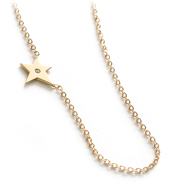 14k Gold Mini Star Charm Necklace