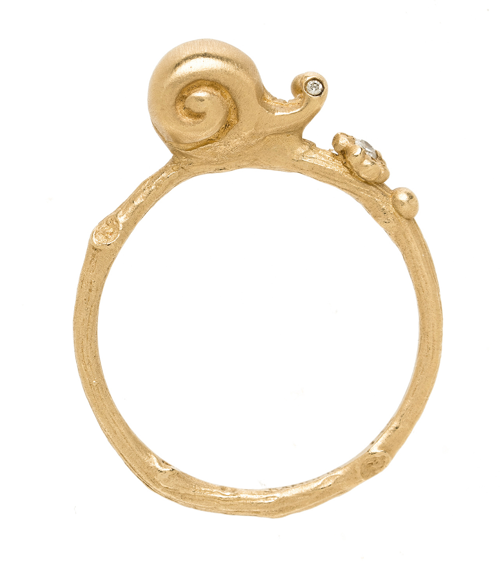 Sofia Kaman Cute Garden Snail Charm Ring