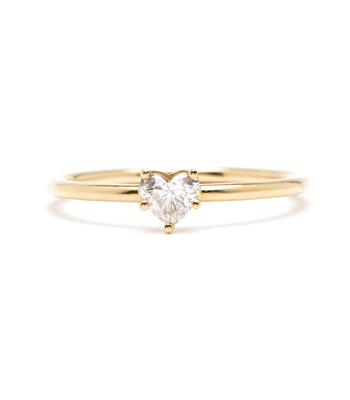 Petite Gold and Diamond Heart Stacking Ring Perfect for a Girlfriend designed by Sofia Kaman handmade in Los Angeles