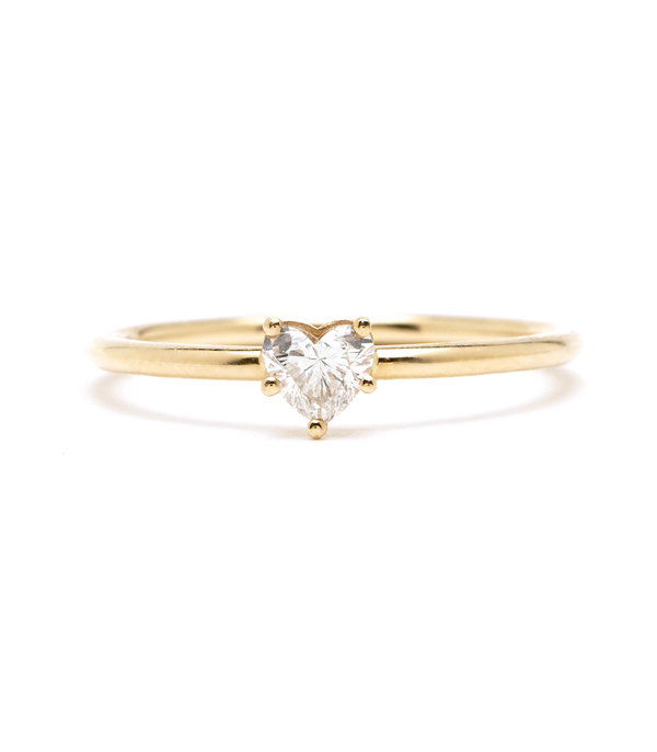 Petite Gold and Diamond Heart Stacking Ring Perfect for a Girlfriend designed by Sofia Kaman handmade in Los Angeles using our SKFJ ethical jewelry process.