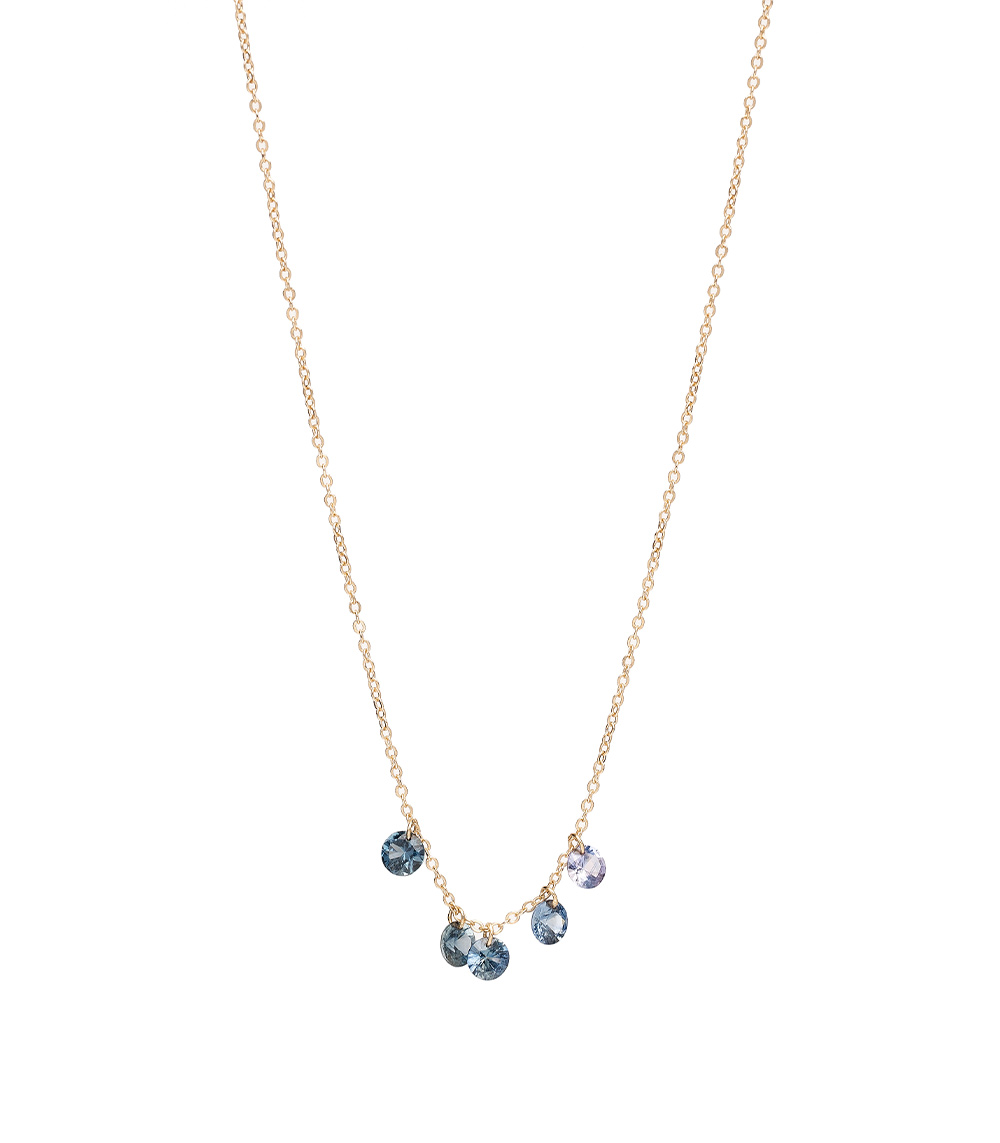 14K Gold Necklace with Teal Sapphires for the Perfect September Birthstone Gift designed by Sofia Kaman handmade in Los Angeles