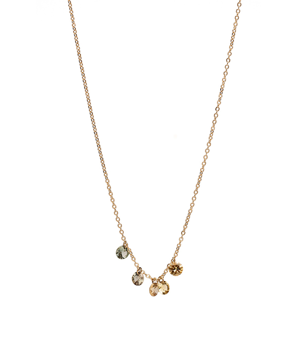 14K Gold Necklace with Green Sapphires for Engagement Rings for Women designed by Sofia Kaman handmade in Los Angeles using our SKFJ ethical jewelry process.