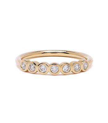 14K Gold 7 Diamond Wedding Band For Women who Have a Unique Engagement Ring Style designed by Sofia Kaman handmade in Los Angeles