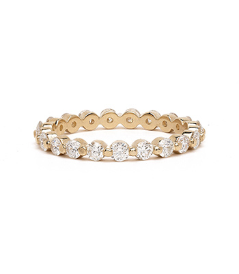 14K Gold Diamond Eternity Band Pairs with Unique Engagement Rings or Engagement Rings For Women designed by Sofia Kaman handmade in Los Angeles