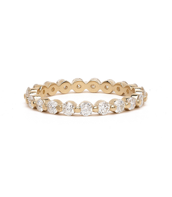 14K Gold Diamond Eternity Band Pairs with Unique Engagement Rings or Engagement Rings For Women designed by Sofia Kaman handmade in Los Angeles using our SKFJ ethical jewelry process.