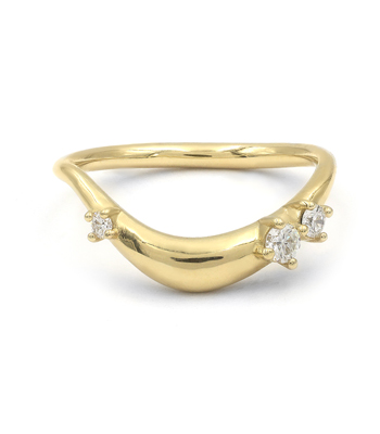 14K Gold Small Melt Everyday Band with Scattered Diamonds for Unique Engagement Rings designed by Sofia Kaman handmade in Los Angeles