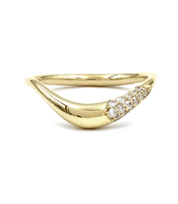 Every Day Gold Band with Pave Diamond Patch for Nesting with Unique Engagement Rings designed by Sofia Kaman handmade in Los Angeles