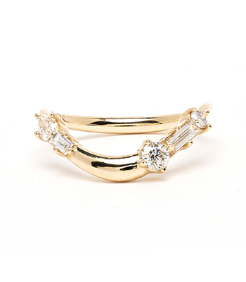14K Gold and Diamonds Melt Band for Engagement Rings for Women designed by Sofia Kaman handmade in Los Angeles