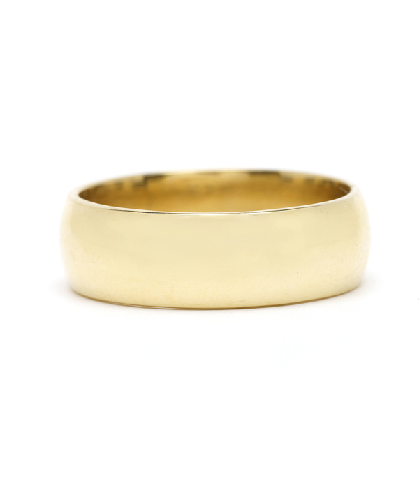 6mm 14k Gold Traditional Cigar Wedding Band for Unique Engagement Rings designed by Sofia Kaman handmade in Los Angeles using our SKFJ ethical jewelry process.