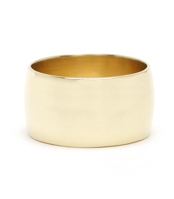 11mm Gold Wide Simple Cigar Wedding Band for Non-Traditional or Unique Engagement Rings designed by Sofia Kaman handmade in Los Angeles