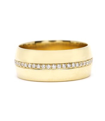 8mm Gold Cigar Wedding Band Perfect for Non-Traditional or Unique Engagement Rings designed by Sofia Kaman handmade in Los Angeles