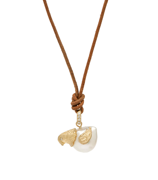 Ma Poule Hen Chicken Pearl Charm Necklace