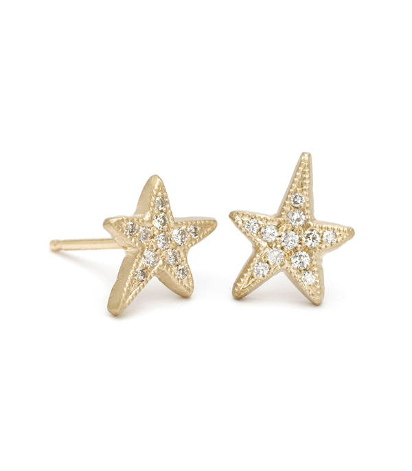 Gold Pave Diamond Shooting Star Stud Earrings