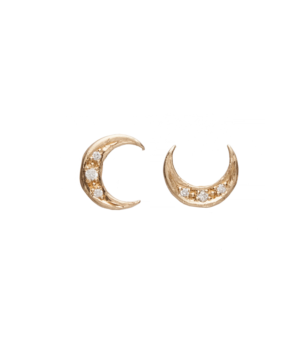 M1881-1 pairs-Matt Gold Plated-Mesh Crescent Moon Earrings-Crescent Ear Post