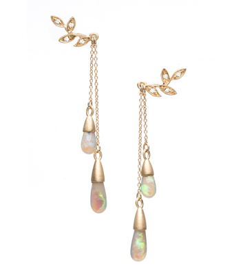Opal Bohemian Bridal Earrings designed by Sofia Kaman handmade in Los Angeles
