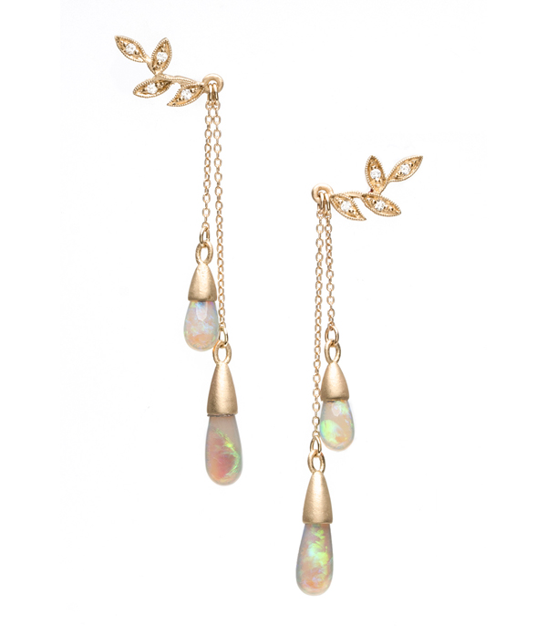 Opal Bohemian Bridal Earrings designed by Sofia Kaman handmade in Los Angeles using our SKFJ ethical jewelry process. This piece has been sold and is in the SK Archive.
