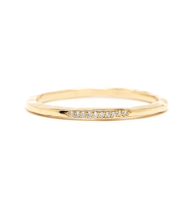 Gold and Diamond Skinny Stacking Ring for Engagement Rings designed by Sofia Kaman handmade in Los Angeles using our SKFJ ethical jewelry process.
