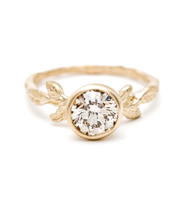 Bohemian Twig Champagne Diamond Handmade Engagement Ring designed by Sofia Kaman handmade in Los Angeles