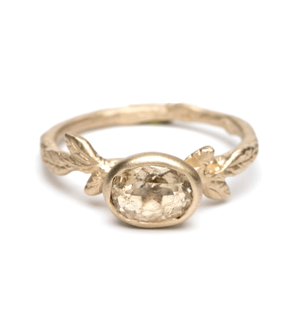 Yellow Sapphire Natural Organic Twig Bohemian Engagement Ring designed by Sofia Kaman handmade in Los Angeles using our SKFJ ethical jewelry process. This piece has been sold and is in the SK Archive.
