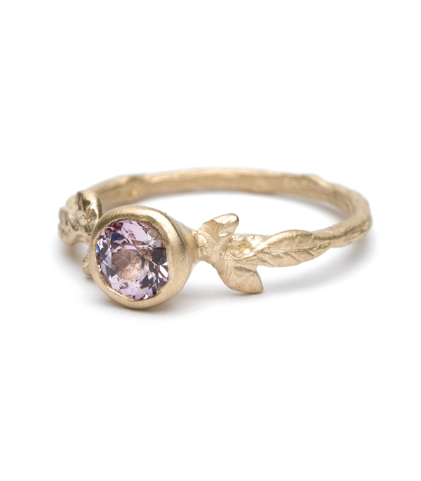 Pink Sapphire Nature Inspired Bohemian Engagement Ring