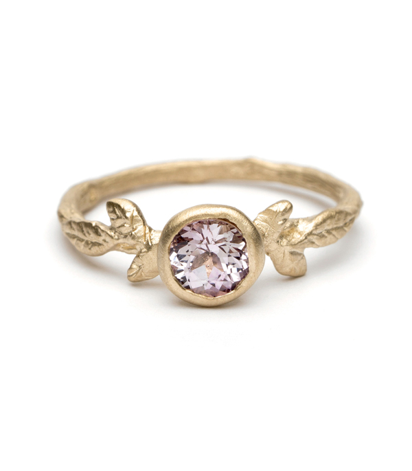 Yellow Gold Pink Sapphire Bohemian Engagement Ring