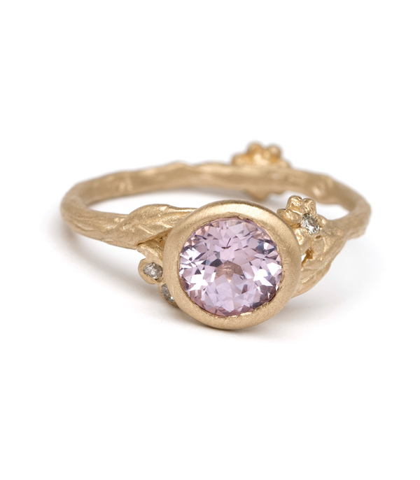 Lavender Sapphire Natural Organic Twig Bohemian Engagement Ring designed by Sofia Kaman handmade in Los Angeles using our SKFJ ethical jewelry process. This piece has been sold and is in the SK Archive.