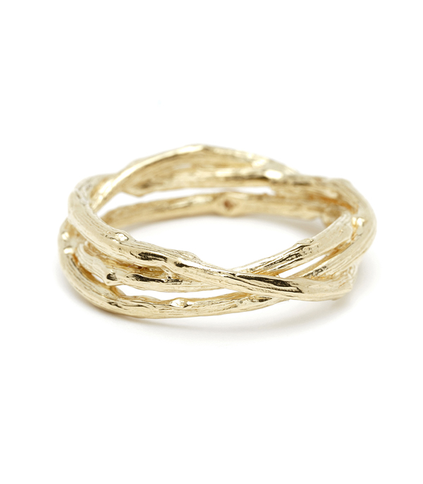 Natural Organic BranchTwig Bohemian Wedding Band designed by Sofia Kaman handmade in Los Angeles using our SKFJ ethical jewelry process.