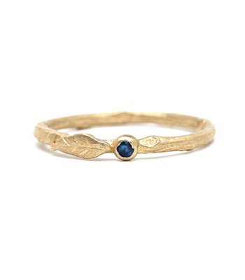 14K Gold Blue Sapphire Twig Boho Stacking Ring designed by Sofia Kaman handmade in Los Angeles