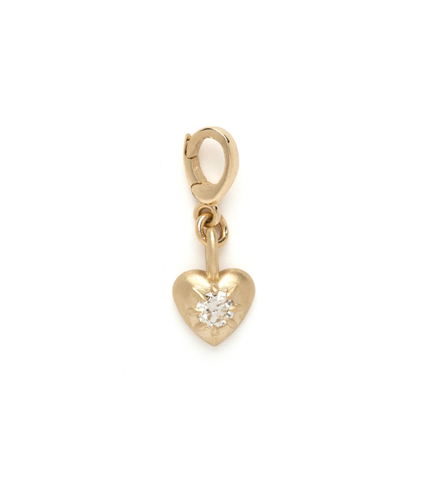 Heart Shape Gold Charm For 1 Carat Diamond Ring