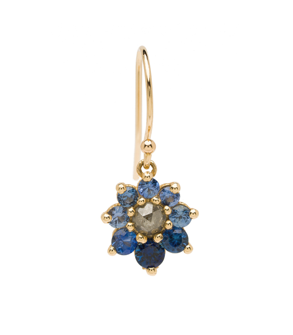 Sapphire Cluster Rustic Diamond Giardinetti Flower Single Earring