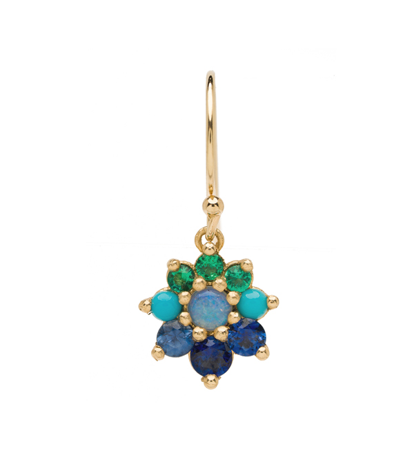 Emerald Sapphire Giardinetti Flower Single Earring