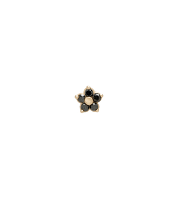 Ethically Sourced Black Diamond Mini Daisy Single Stud Earring designed by Sofia Kaman handmade in Los Angeles