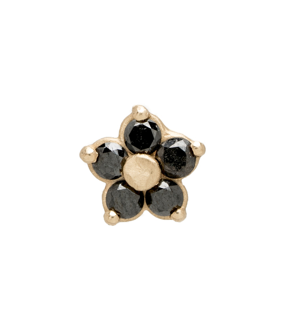 Ethically Sourced Black Diamond Mini Daisy Single Stud Earring designed by Sofia Kaman handmade in Los Angeles using our SKFJ ethical jewelry process.