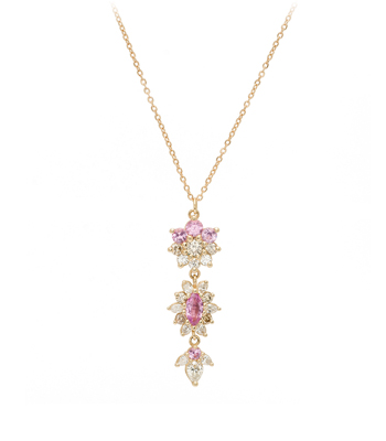 Georgian Inspired Blush Palette Diamond Sapphire Boho Wedding Necklace designed by Sofia Kaman handmade in Los Angeles