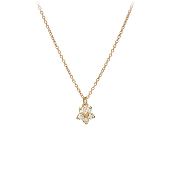 Charm Necklaces 14K Gold Ethically Sourced White Diamond Rounded Daisy Bridal Necklace designed by Sofia Kaman handmade in Los Angeles