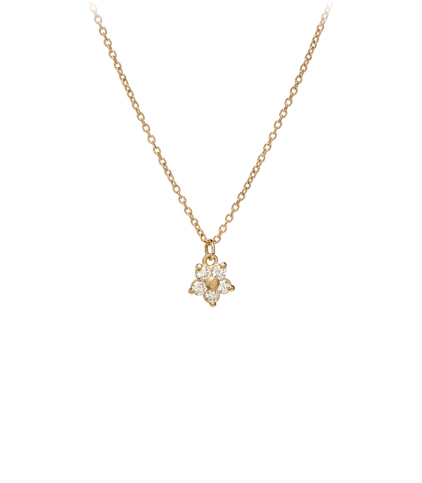 14K Gold Ethically Sourced White Diamond Rounded Daisy Bridal Necklace designed by Sofia Kaman handmade in Los Angeles using our SKFJ ethical jewelry process.