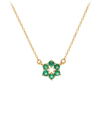 14K Gold Emerald Circlet Bridal Necklace goes with Engagement Rings designed by Sofia Kaman handmade in Los Angeles