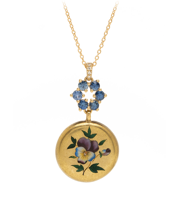 Sapphire Pansy Medallion Necklace For Engagement Rings