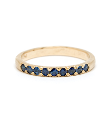 14K Blue Sapphire Ombre Boho Stacking Band designed by Sofia Kaman handmade in Los Angeles
