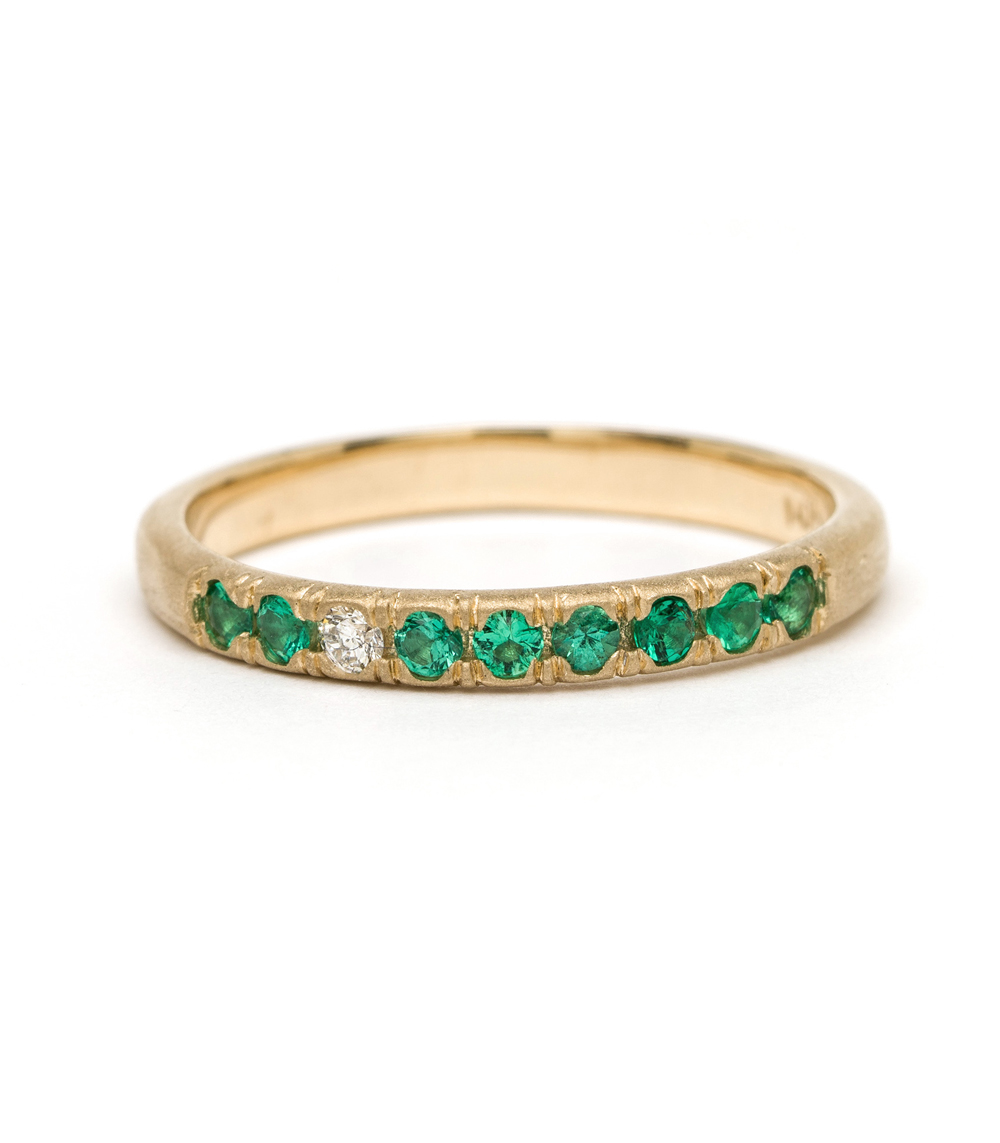Vintage Inspired Stacking Ring- Emerald and Diamond