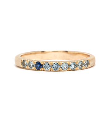 14K Gold Light Blue Sapphire Boho Stacking Ring designed by Sofia Kaman handmade in Los Angeles