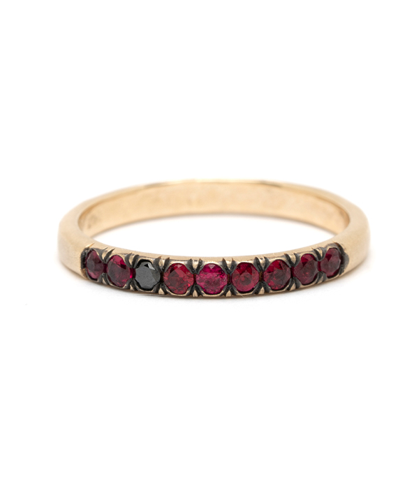 14K Gold July Birthstone Ruby Bohemian Unique Wedding Band designed by Sofia Kaman handmade in Los Angeles using our SKFJ ethical jewelry process.