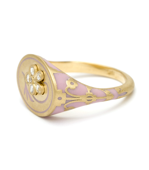 Gold Pink Diamond Pansy Ring
