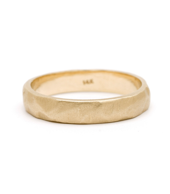 Natural Organic Masculine Raw 4.5mm Textured Gold Mens Wedding Band designed by Sofia Kaman handmade in Los Angeles