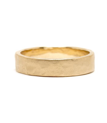 14K 5mm Gold Raw Textured Wedding Band For Men designed by Sofia Kaman handmade in Los Angeles