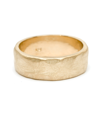 Natural Organic Masculine Raw 7mm Textured Gold Mens Wedding Band designed by Sofia Kaman handmade in Los Angeles
