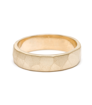 Bold Masculine 6 Gold Faceted Mens Wedding Band designed by Sofia Kaman handmade in Los Angeles