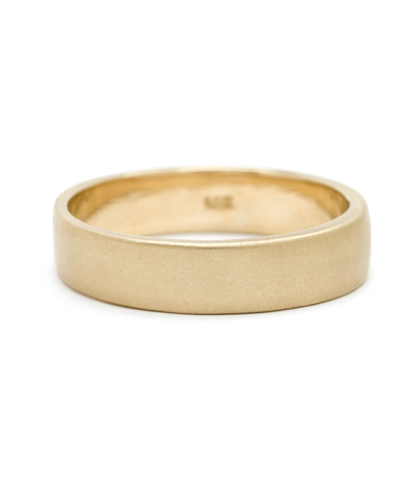 Gold Handmade Smooth Classic Masculine 5mm Mens Wedding Band designed by Sofia Kaman handmade in Los Angeles using our SKFJ ethical jewelry process.