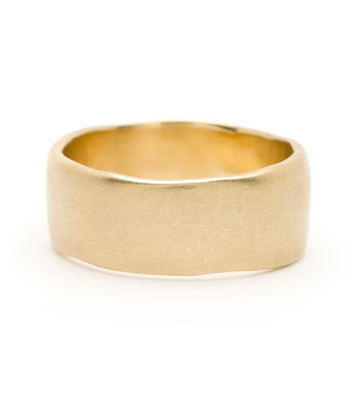 Gold Masculine 10mm Torn Paper Edge Organic Mens Wedding Band designed by Sofia Kaman handmade in Los Angeles